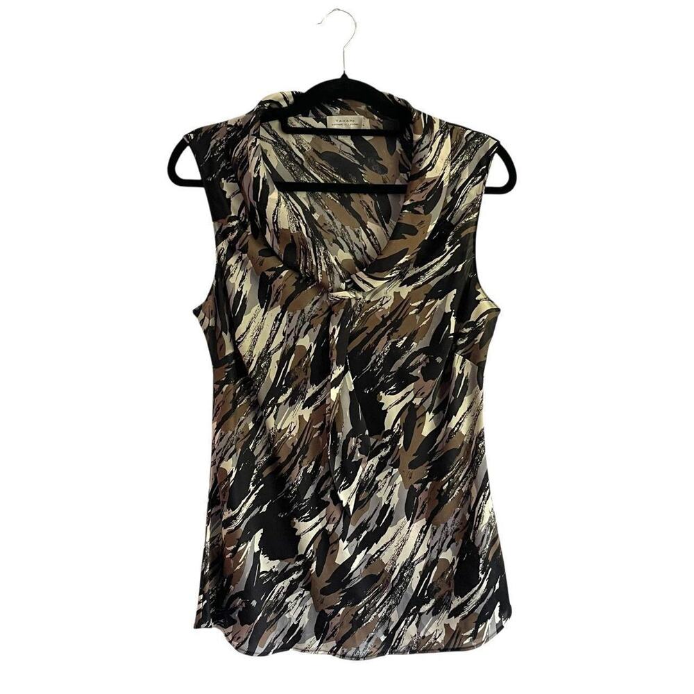 Tahari Multicolor Paint Streak Draped Tank Top: Y2K, Modern